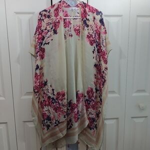 Woven Heart Floral Beach Caftan Cover up. OS